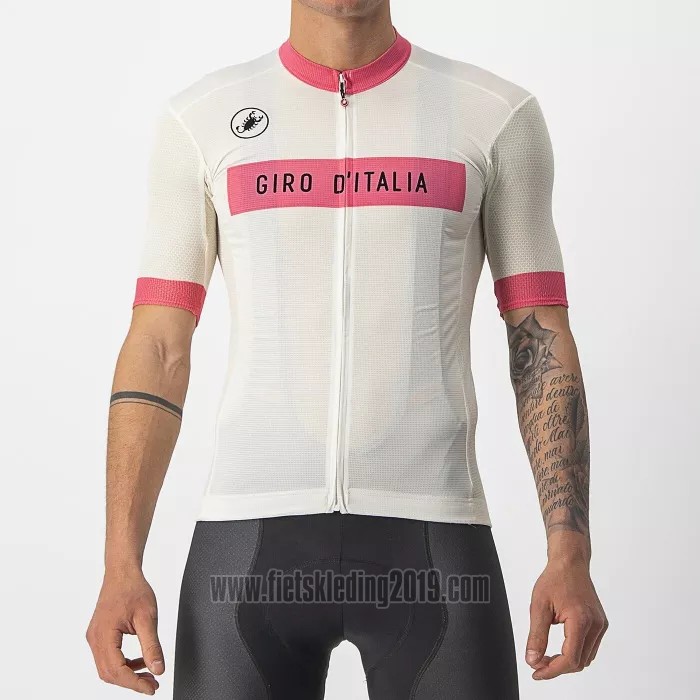 2022 Fietskleding Giro D'italie Roze Wit Korte Mouwen en Koersbroek